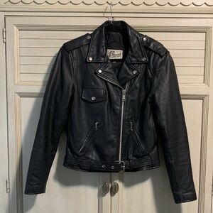 Vintage Bermans Black Leather Motorcycle Jacket Men’s Small Punk Greaser